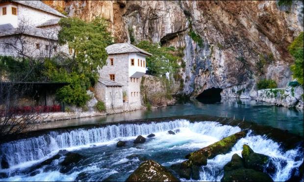 Dervish monastery over Bosnian spring water 