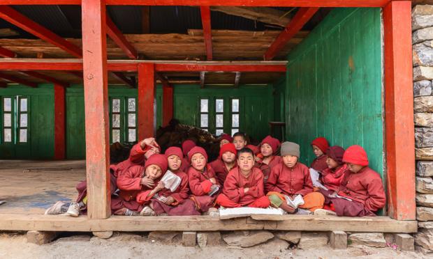  Buddhist monks in training in monastery